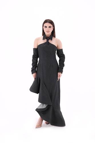 BLACK NECK JEANS DRESS TST