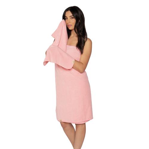 منشفة جسم ومنشفة وجه ( وردي )