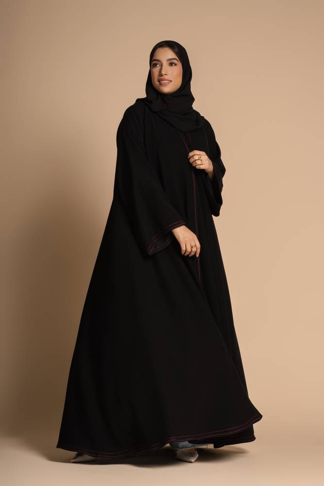 عباية كلوش وتطريز عنابي