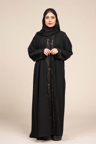 عباية كلاسيك بتطريز بني
