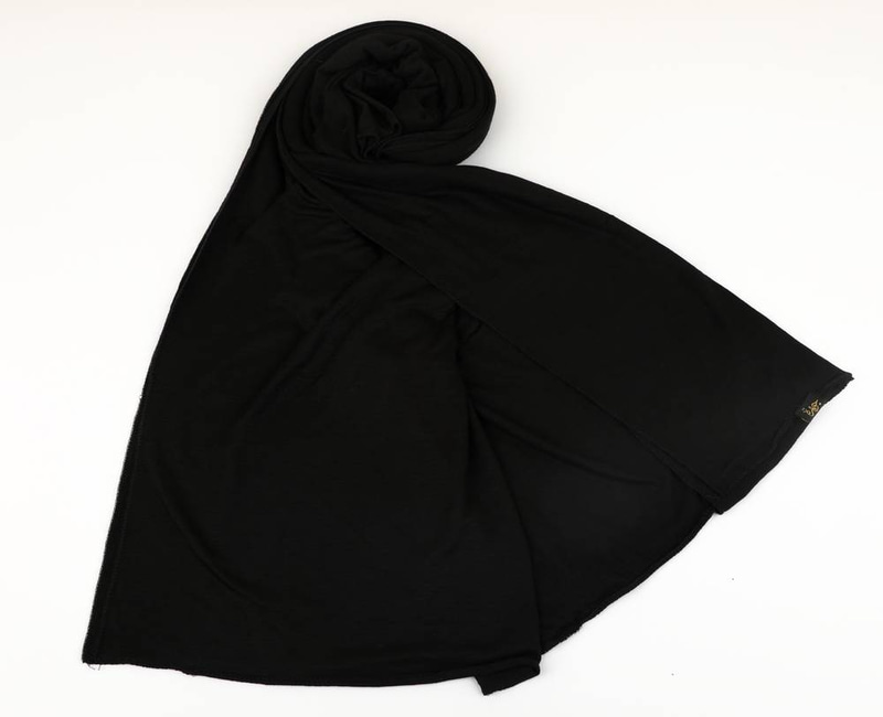 طرحة قطن سترتش سادة - أسود