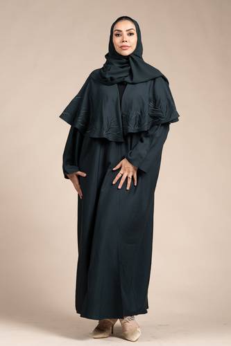 عباية بروش كلاسيك زيتي بتطريز