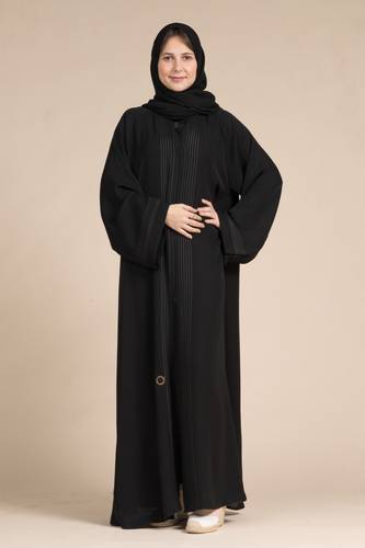 عباية نص كلوش أسود بقيطان