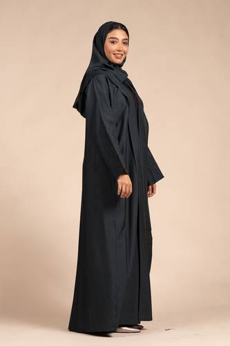 عباية بروش نص كلوش كريب زيتي