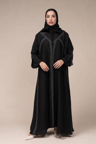 عباية جاكيت كريب بتحديد ابيض