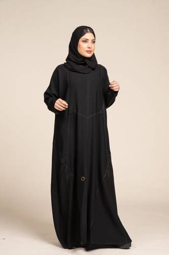 عباية كلاسيك بدقات وكريستال أسود