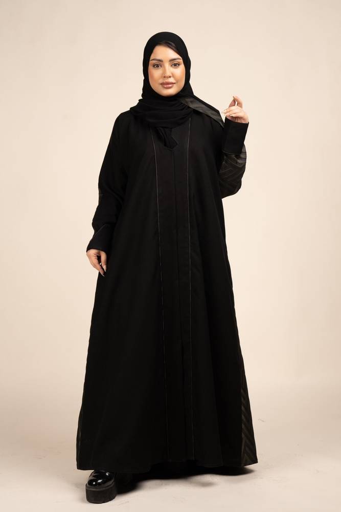 عباية كتان بتدخيلة جاكار زيتي