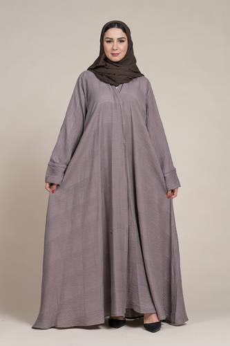 عباية كلاسيك لينين رمادي وكم مربع
