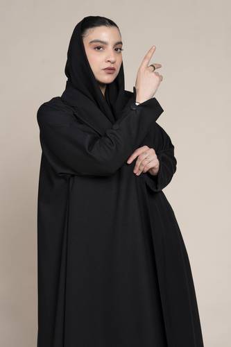 عباية جاكيت كتان أسود
