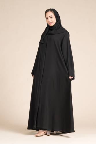 عباية نص كلوش أسود وأكمام واسعة