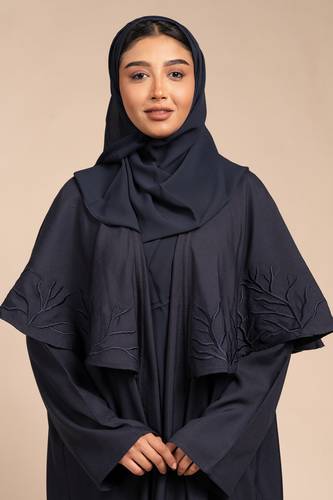 عباية بروش كلاسيك كحلي بتطريز