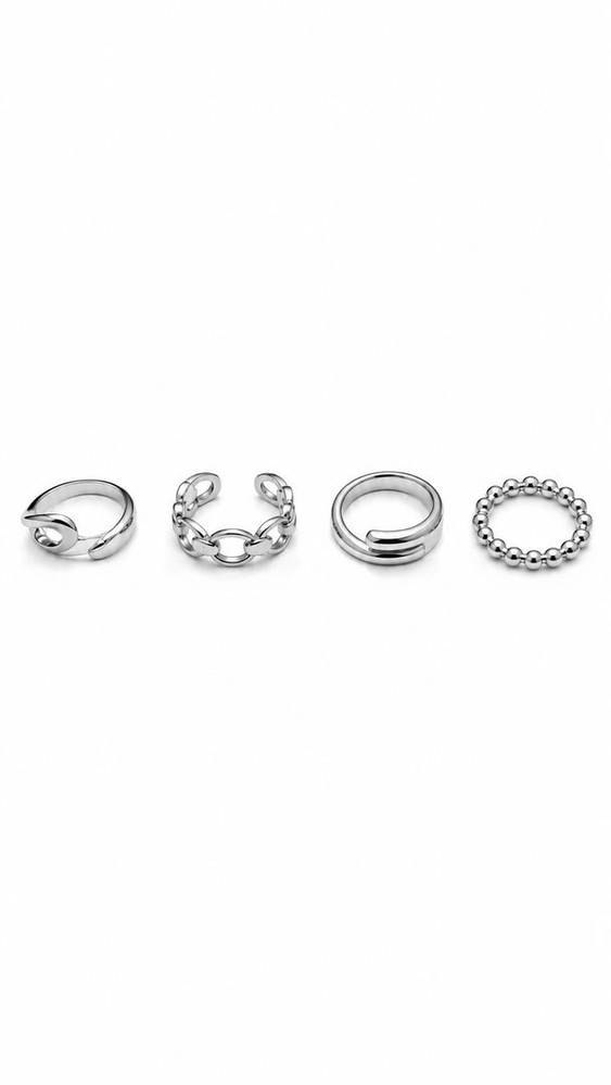 SILVER FORMS Ring Set