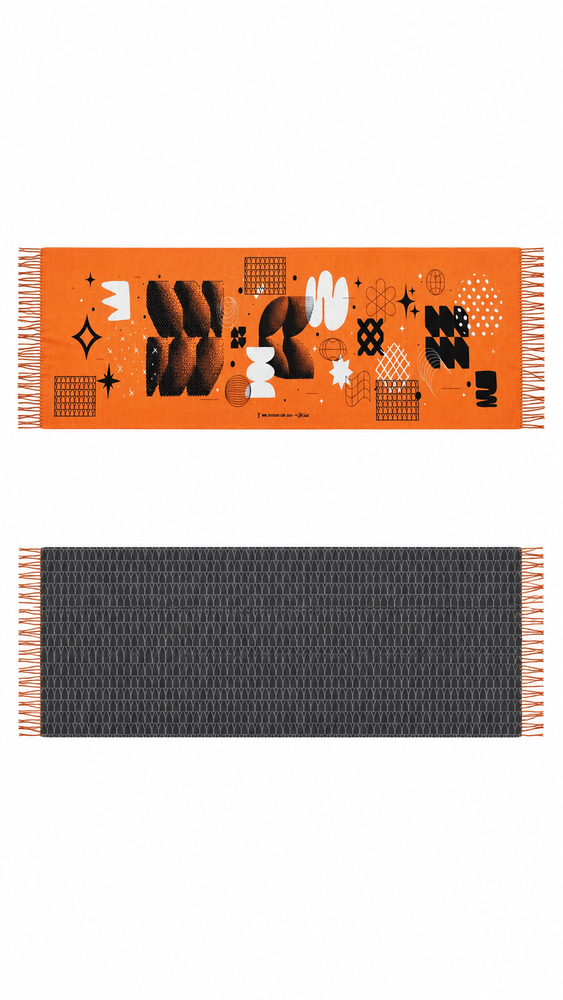 وشاح Orange Abstract Shawl — بطول مترين