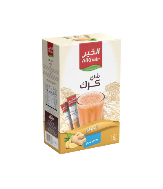 الخير شاى  كرك بالزنجبيل بدون سكر 15جم*12كيس