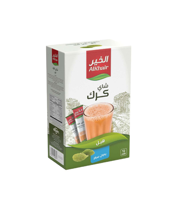 الخير شاى  كرك بالهيل بدون سكر 15جم*12كيس