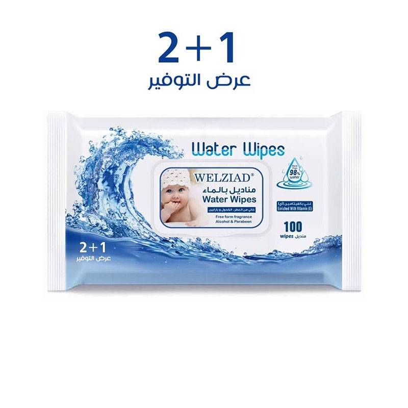 مناديل مبللة ولزياد للاطفال عرض 2+1 100 × 3 حبة