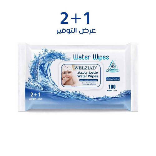 مناديل مبللة-ولزياد-للاطفال عرض 2+1-100x3 حبة