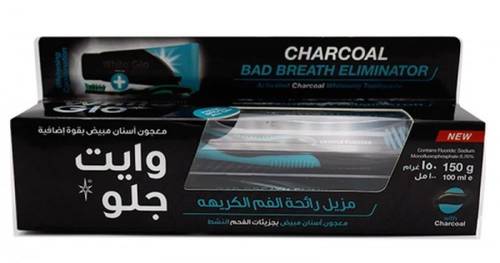 معجون أسنان+فرشاة-وايت جلو-مزيل رائحة الفم الكريهه-150 جم