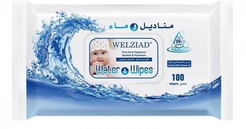 مناديل مبللة-ولزيد- بالماء خالي من العطر -100حبة