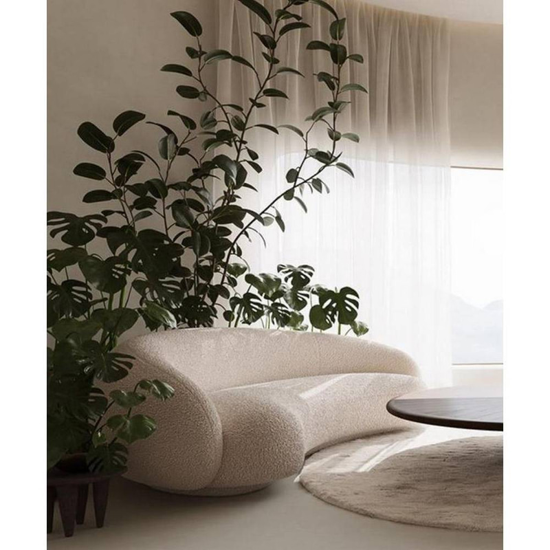 كنبة 3 مقاعد بوكليه 220×90×88×60 سم - بيج