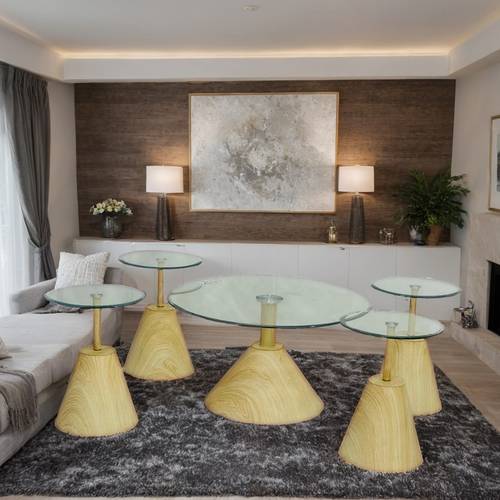 طقم طاولات زجاج 5 قطع