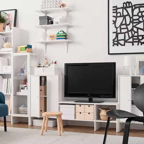 طاولة تلفزيون أبيض ‎90x35x40 سم‏