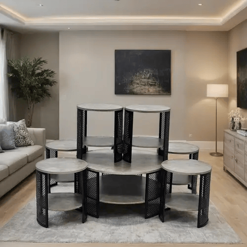 طقم طاولات شاي دائري 7 قطع