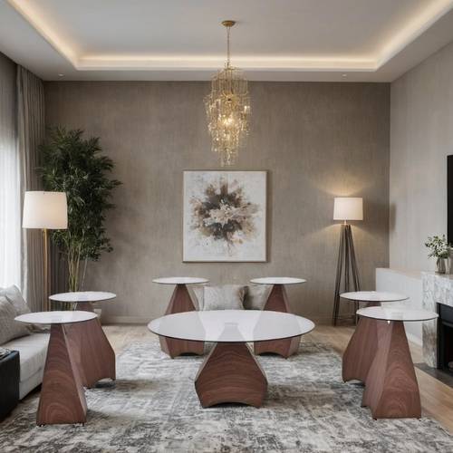 طقم طاولات شاي زجاج 7 قطع