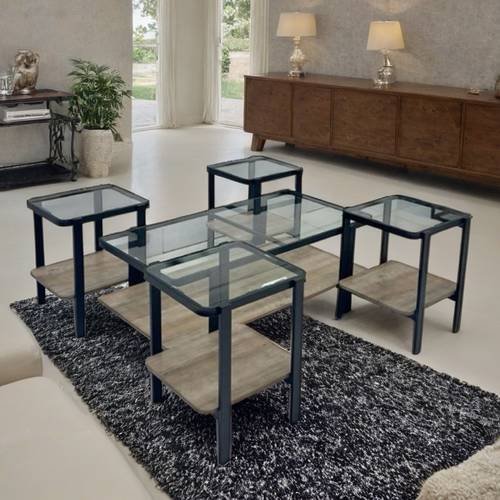 طقم طاولات زجاج 5 قطع 
