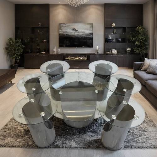طقم طاولات شاي زجاج 7 قطع