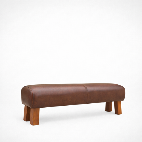 مقعد Gill Accent Bench – خشب تيك طبيعي مع جلد بقري فاخر