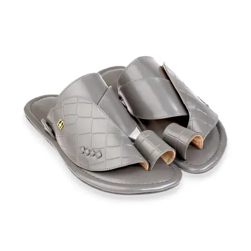 نعال شرقي رجالي رمادي كروكو فاخر – مظهر راقٍ ولمسة عصرية