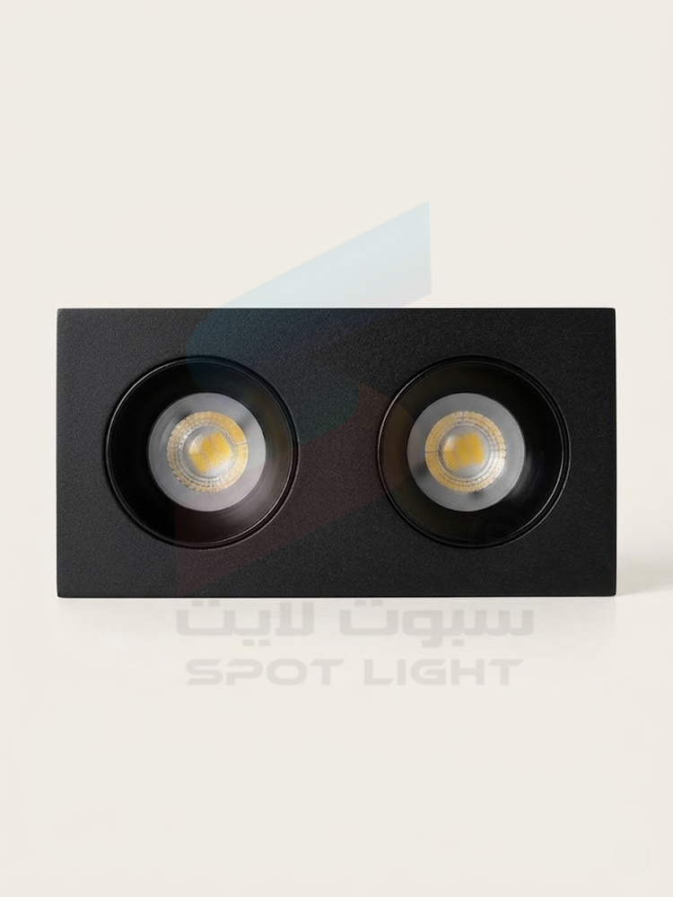 سبوت لايت مربع أسود مزدوج مانع للتوهج 30 مم ألمنيوم Sense Light SY8816-2