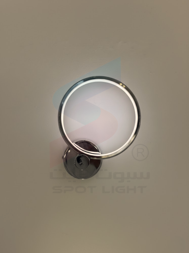 ابليك جداري مودرن دائري بلون كروم واضاءة ناعمة