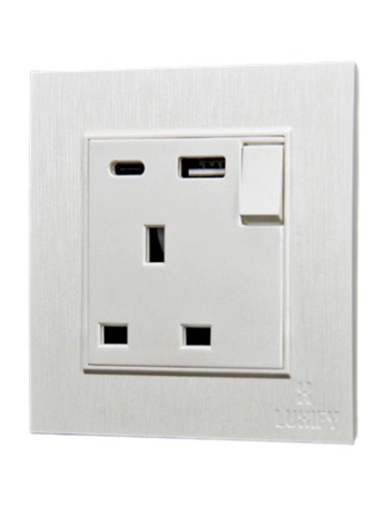 فيش 13 امبير TYPE C+USB  لؤلؤي LUXIFY