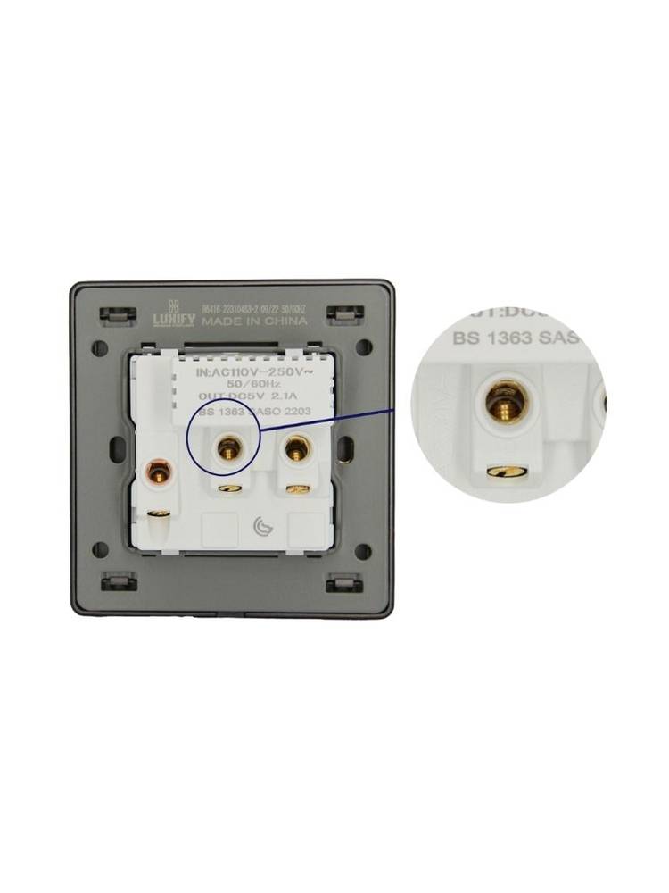 فيش 13 امبيرTYPE C + USB اسود LUXIFY R6416 G