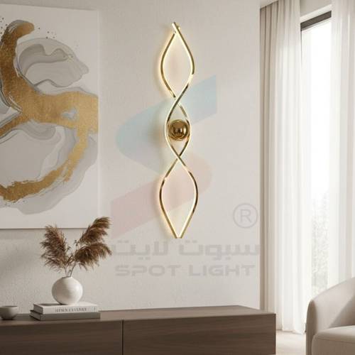 ابليك جداري مودرن بتصميم حلزوني متداخل بلون ذهبي فاخر