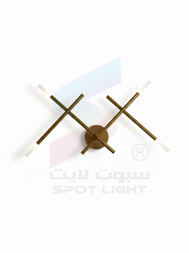ابليك جداري مودرن ذهبي تصميم متقاطع واضاءة ناعمة