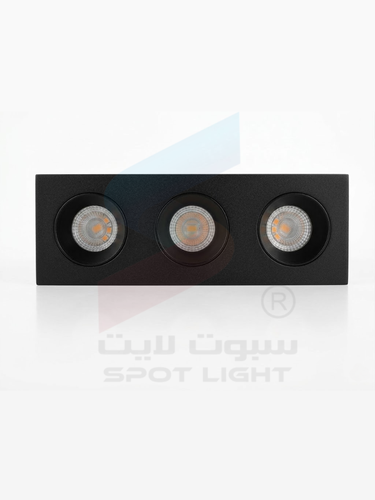سبوت لايت مربع ثلاثي مانع توهج أسود 30 ملم ألومنيوم Sense Light SY8816-3