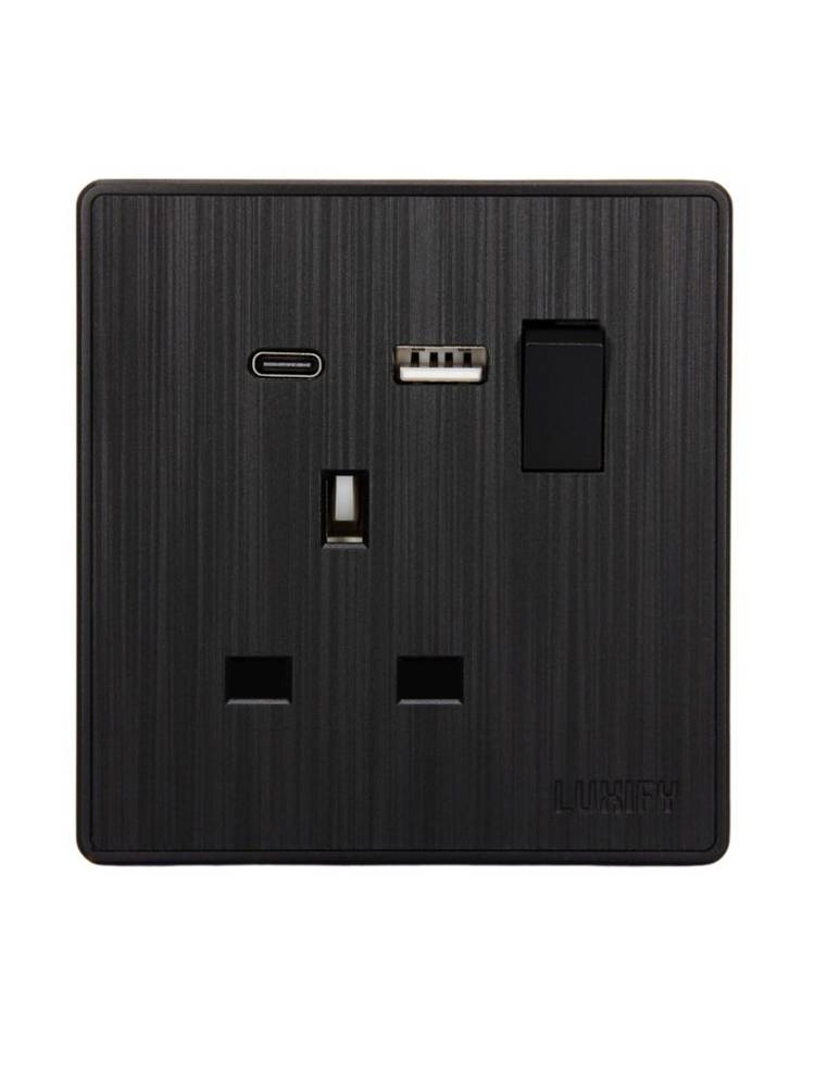 فيش 13 امبيرTYPE C + USB اسود LUXIFY R6416 G