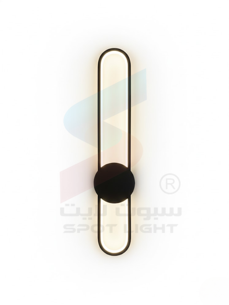 ابليك جداري مودرن تصميم طولي اضاءة ناعمة باللون الاسود