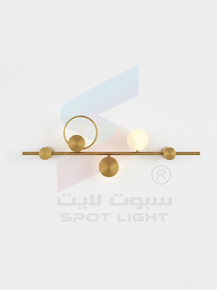 ابليك جداري مودرن بلون ذهبي تصميم هندسي واضاءة دافئة