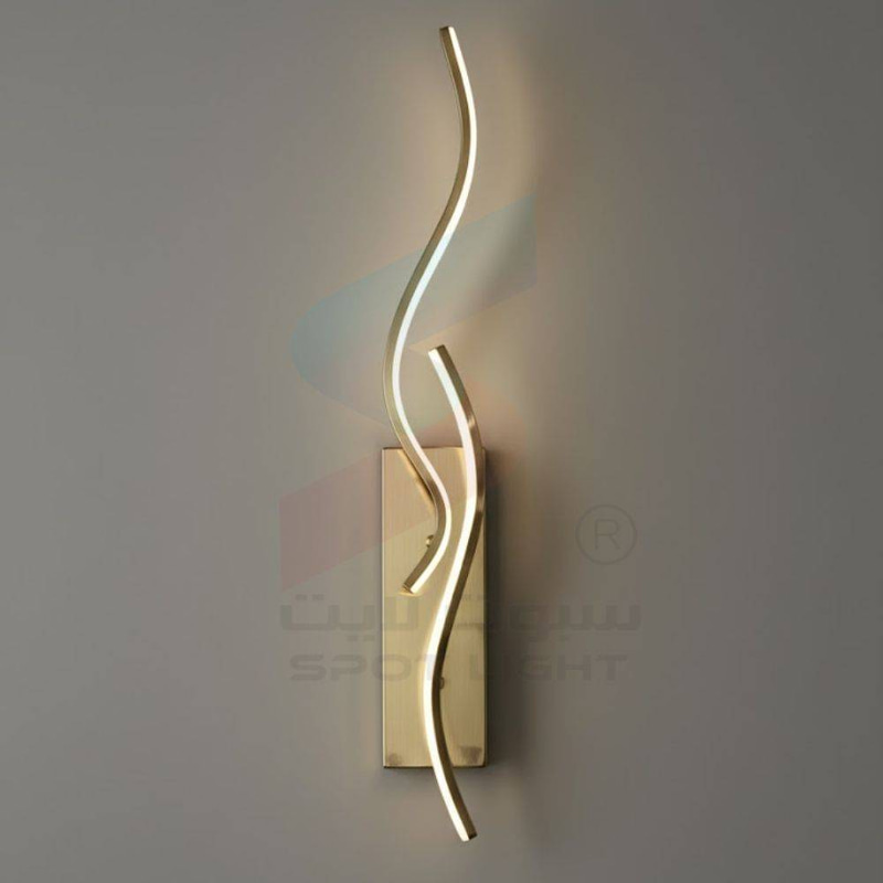 ابليك جداري مودرن بتصميم متموج باللون الذهبي الفاخر
