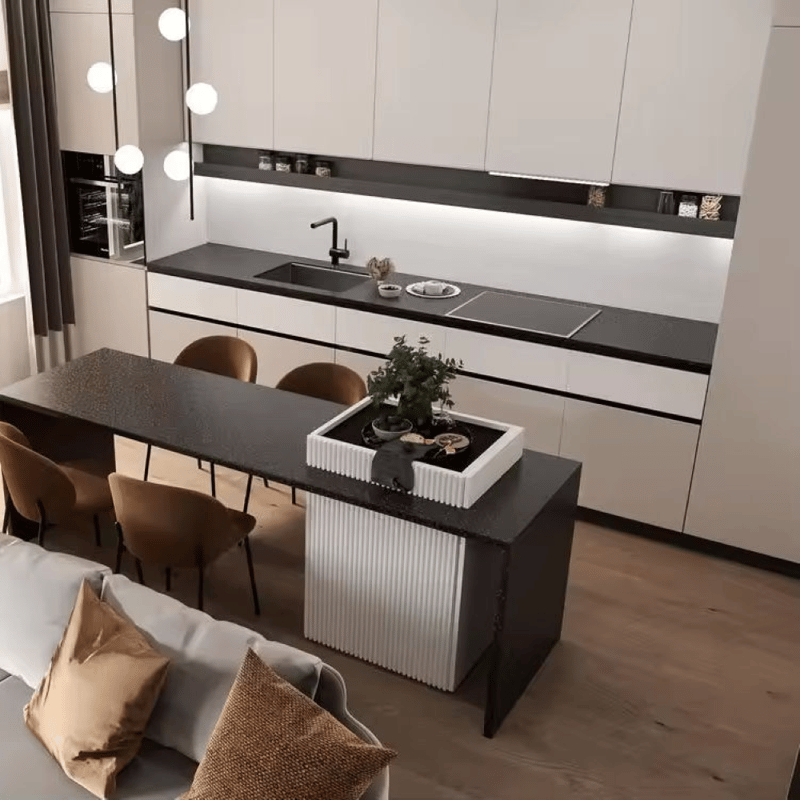 Custom Luxury Modern Modular Solid Wood Kitchen Cabinet Direct From Automatic