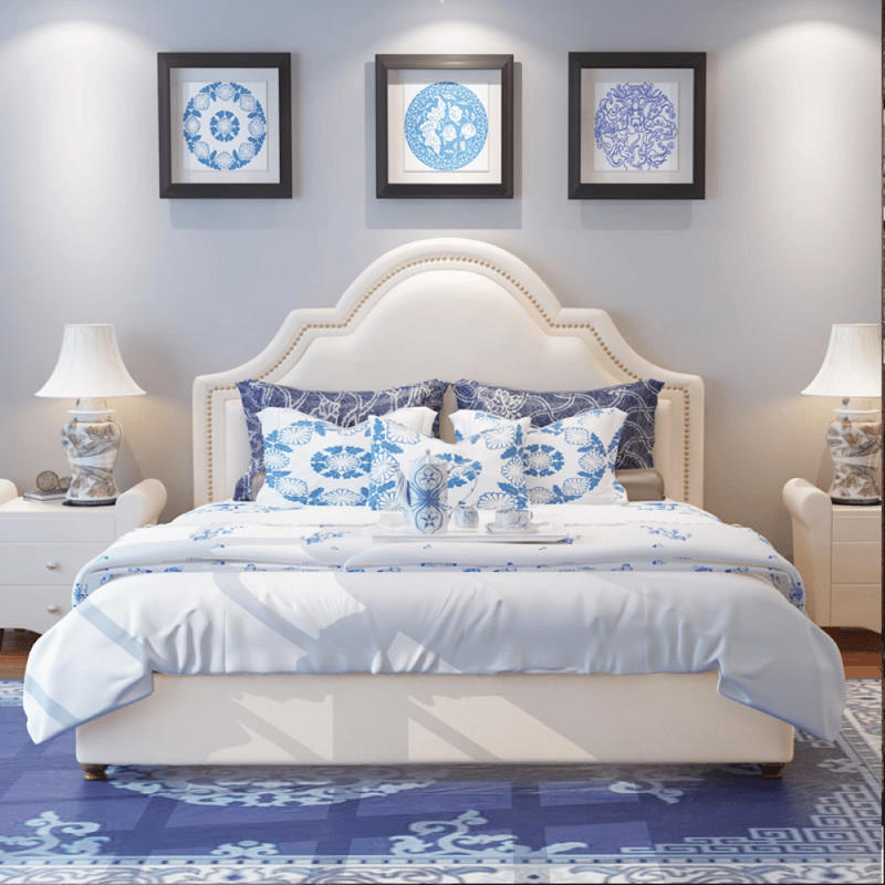 Light Luxury American Genuine Leather Master Bed