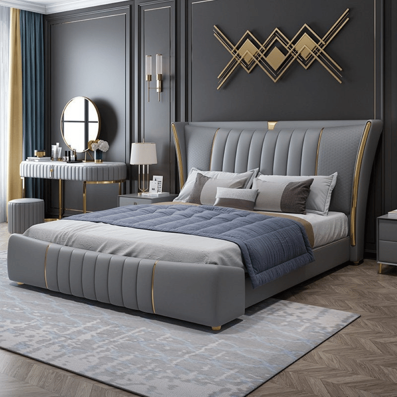 سرير ماستر فاخر من الجلد الطبيعي بتصميم إيطالي راقٍ