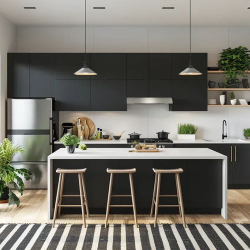 Custom-designed 3D interiors from the factory for modern kitchens, complete solid wood home cabinetry, and integrated home solutions.