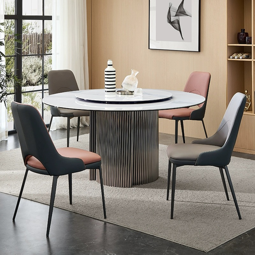 Modern Round Dining Table with Luxury Stone Top