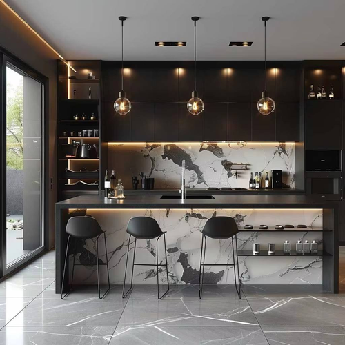 Modern Custom Modular Solid Wood Kitchen Cabinets Set with Sink and Faucet Apartment Ready Factory Price