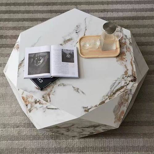 Luxury Geometric Coffee Table with Full Stone Surface
